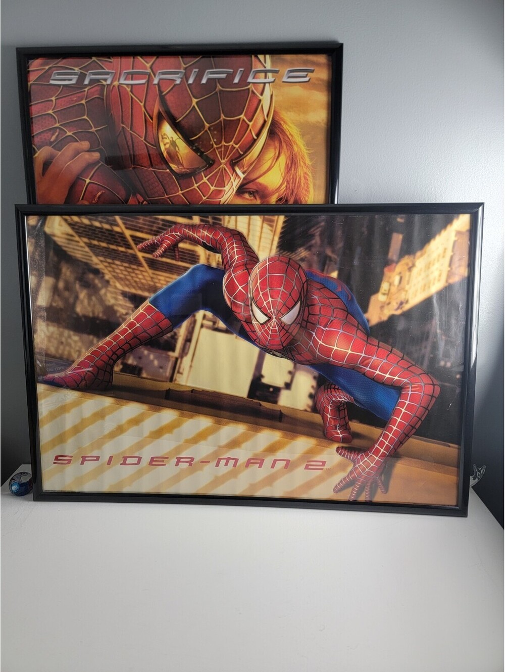 FRAMED SPIDERMAN 2 ORIGINAL ONE SHEET MOVIE POSTER LOT 2004 27x40 /RARE ZIG ZAG!
